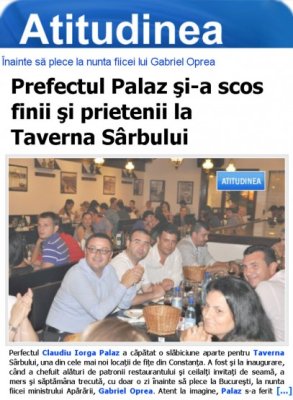 Atitudinea: Prefectul Palaz şi-a scos finii şi prietenii la Taverna Sârbului
